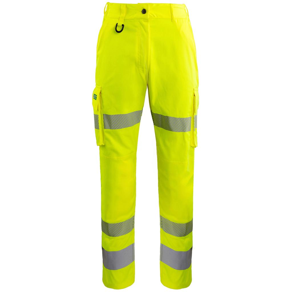 Arco Responsible Women’s Yellow Hi-Vis Cargo Trousers with Kneepad Pockets 12R