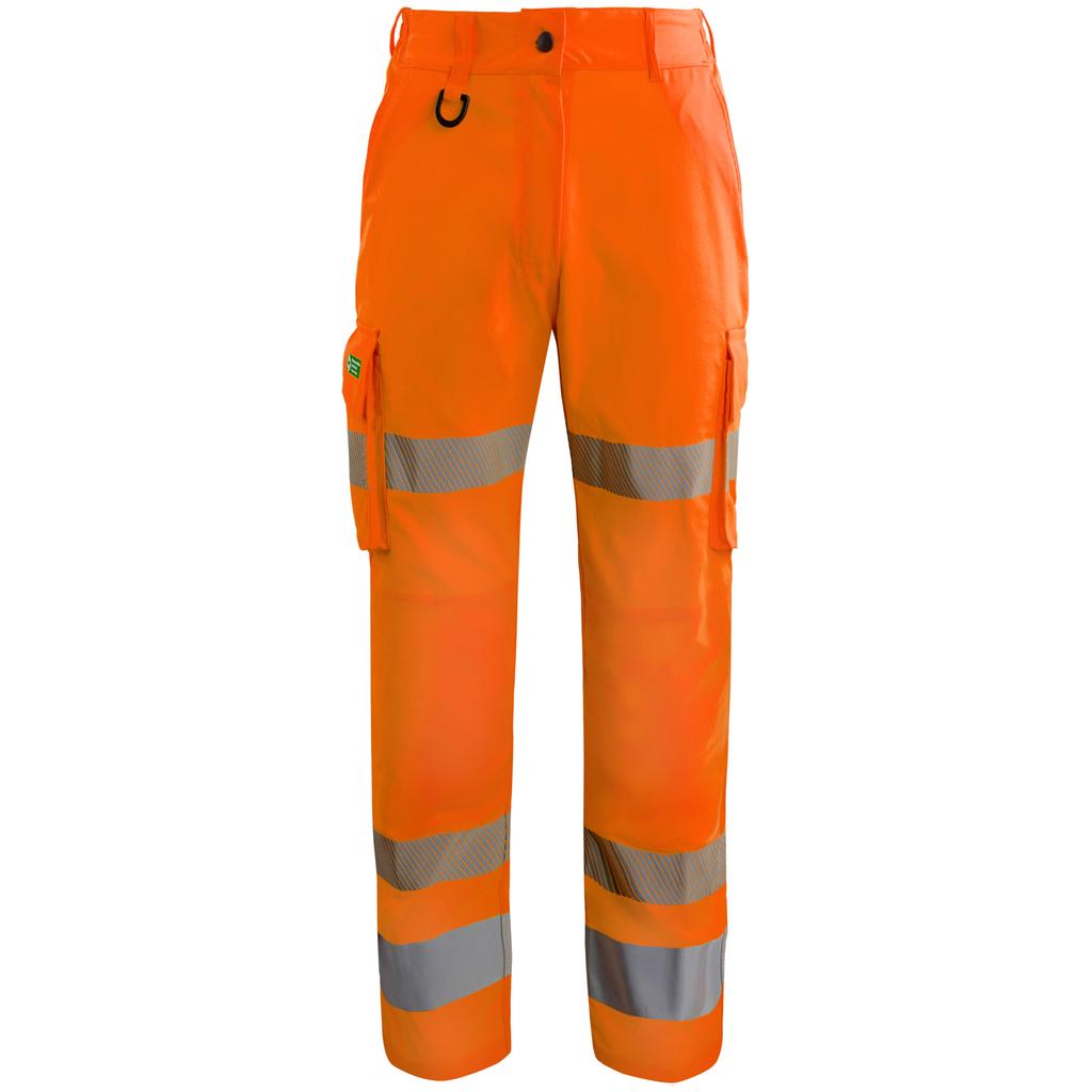 Arco Responsible Women’s Orange Hi-Vis Cargo Trousers with Kneepad Pockets 12R