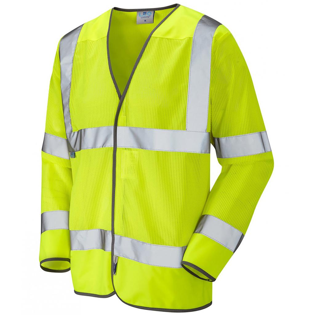 Leo Fremington Yellow Long-Sleeve Hi-Vis Mesh Vest 2XL