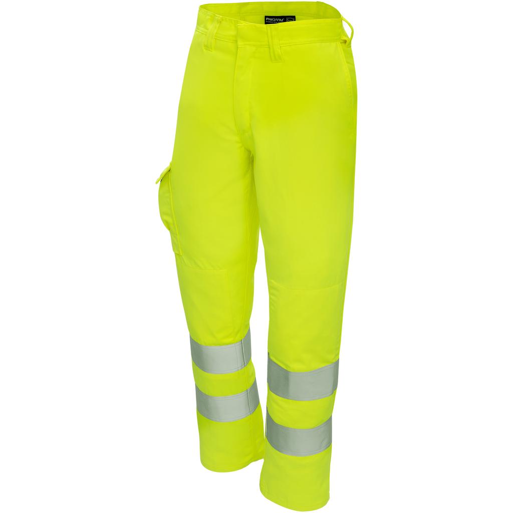 ProGARM 7418 Men’s Yellow Hi-Vis Arc-Flash Trousers with Kneepad Pockets 48S