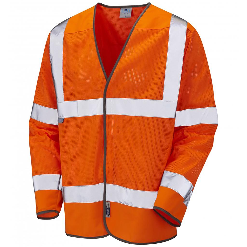 Leo Fremington Men’s Orange Long-Sleeve Hi-Vis Mesh Vest S