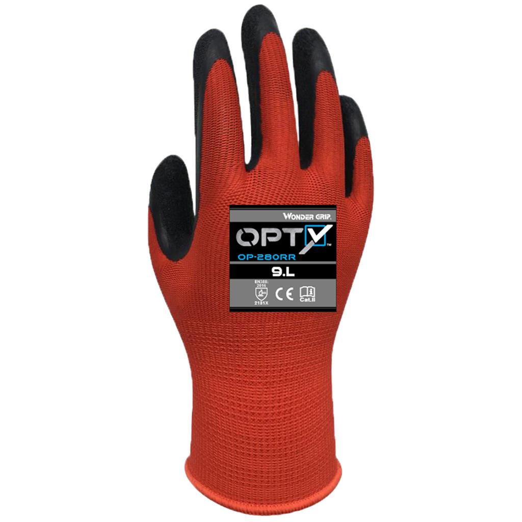 Wonder Grip OP-280RR Red/Black Latex-Coated Work Gloves 7